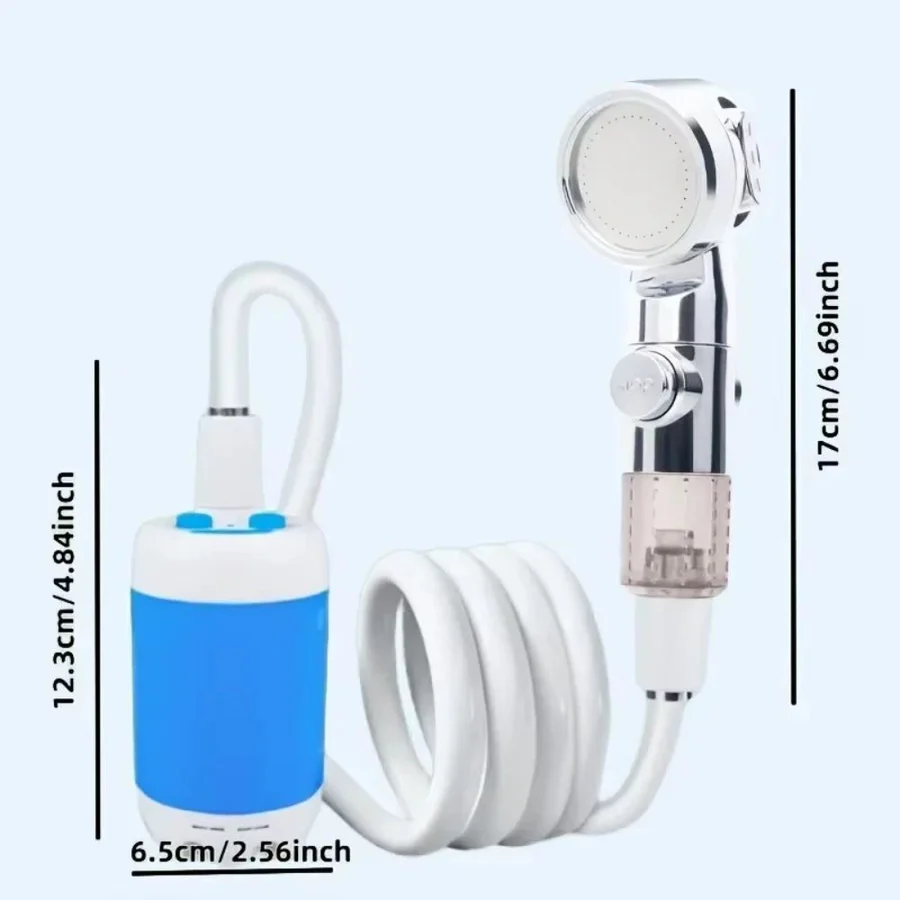 Portable Water Pump Shower with Rechargeable Battery and Adjustable Pressure