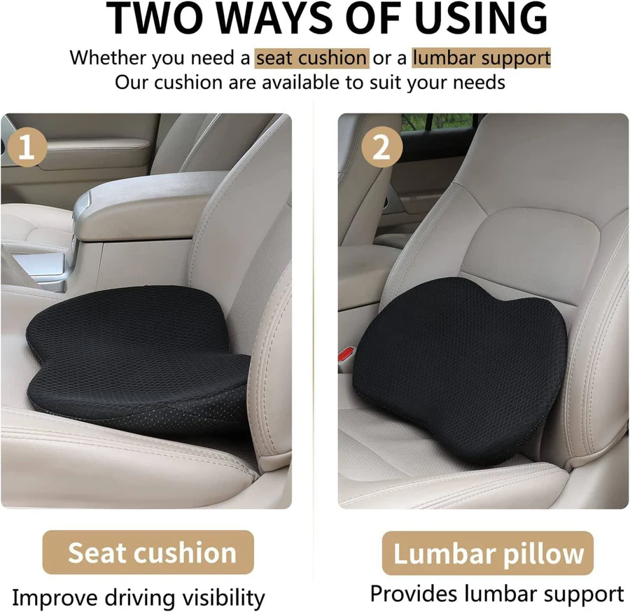 Memory Foam Seat Cushion with 3.5-Inch Lift and Pressure-Reducing Contour, Removable Cover