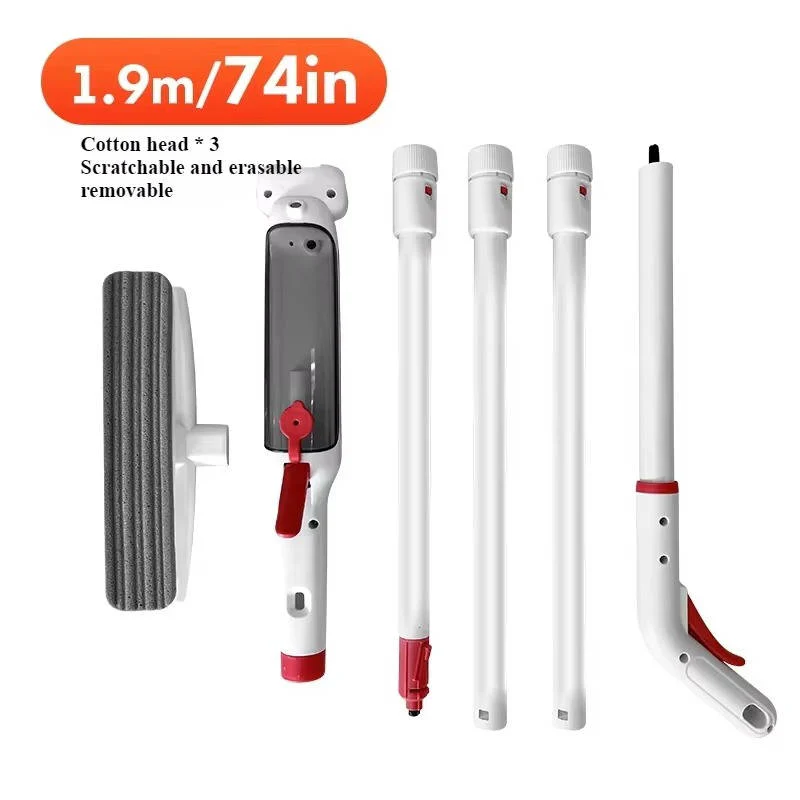 Telescopic Window Cleaner with 10-Inch Dual Head and 51-Inch Pole, Refillable Tank