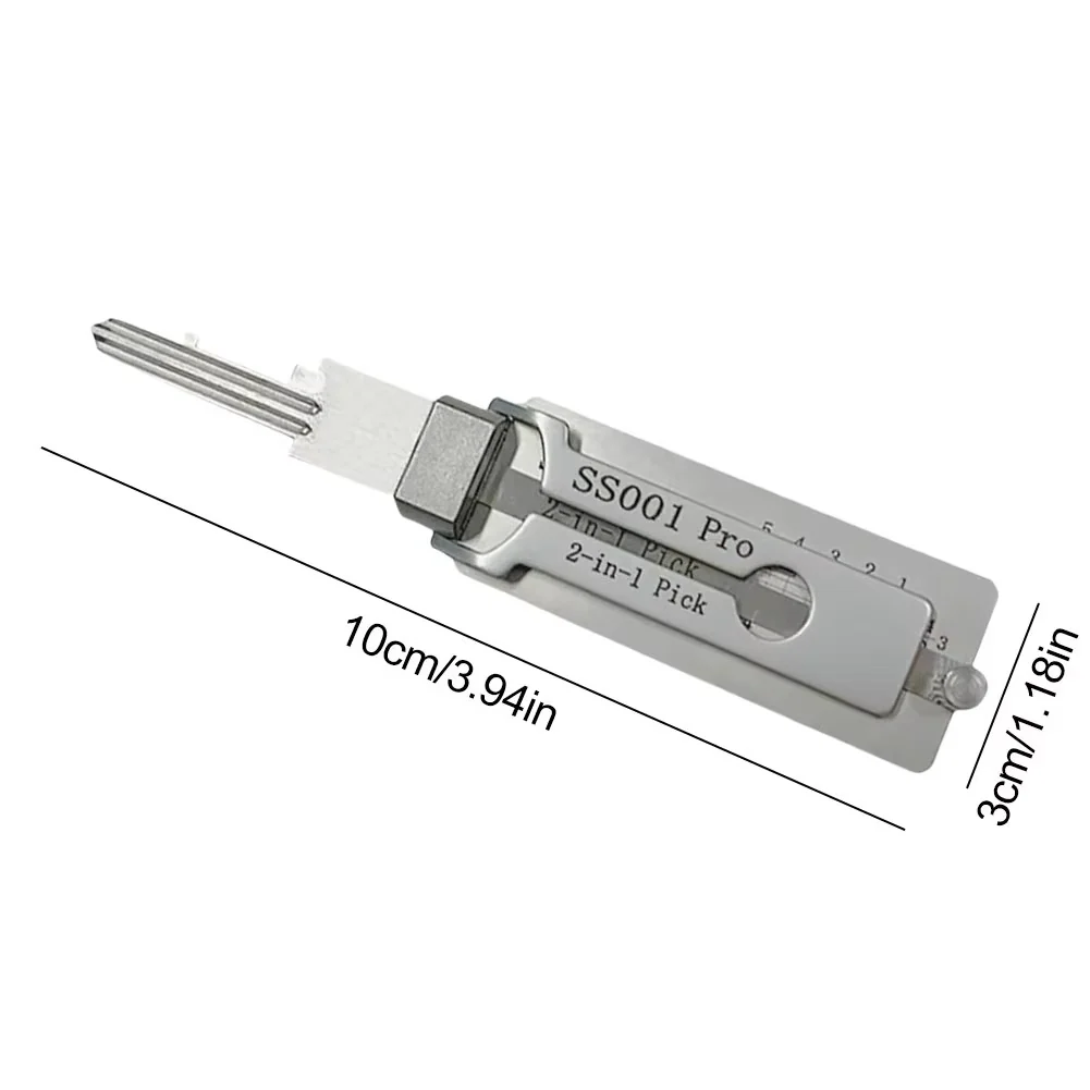 Key Decoder Tool with Stainless Steel Body and Fine Pick, Compact 6.3in for Locksmiths