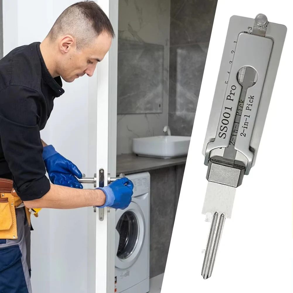 Key Decoder Tool with Stainless Steel Body and Fine Pick, Compact 6.3in for Locksmiths