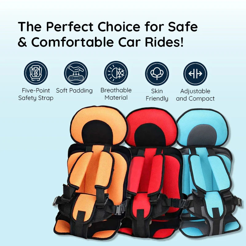 Car Seat Cushion for Kids with 5-Point Harness and Breathable Mesh, Foldable Non-Slip Base