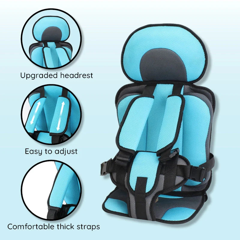 Car Seat Cushion for Kids with 5-Point Harness and Breathable Mesh, Foldable Non-Slip Base