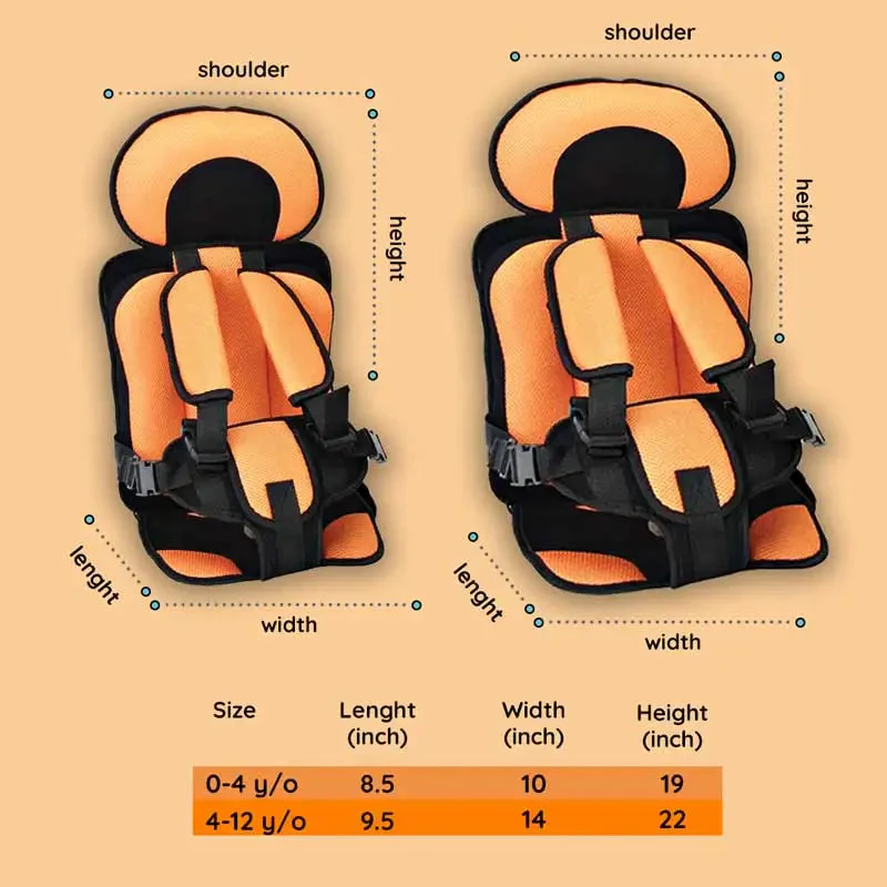 Car Seat Cushion for Kids with 5-Point Harness and Breathable Mesh, Foldable Non-Slip Base