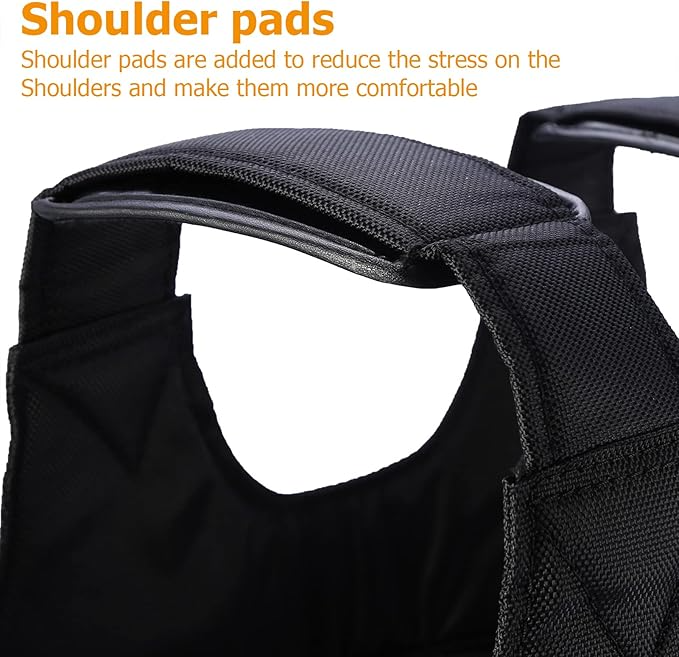 Adjustable Weighted Vest with Up to 110 lb Load and Padded Shoulders, Breathable Lining