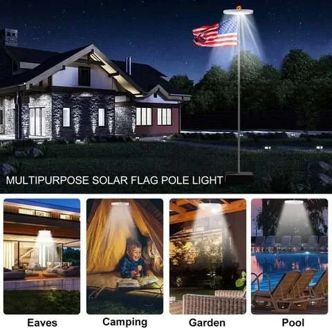 Solar Flagpole Topper Light with 700 Lumens and Automatic Dusk to Dawn Sensor