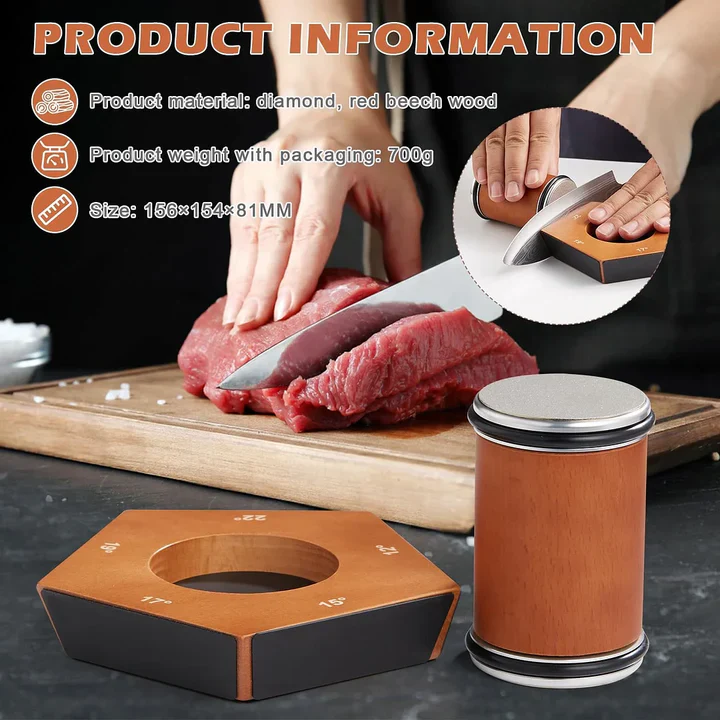 Diamond Coated Rolling Knife Sharpener with Angle Guide and Non Slip Base
