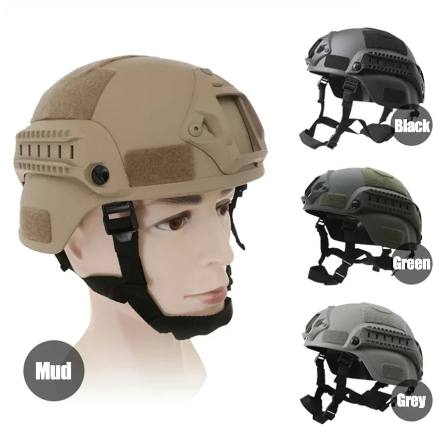 Protective Helmet with ABS Shell and Side Rail Mounts for Airsoft Training