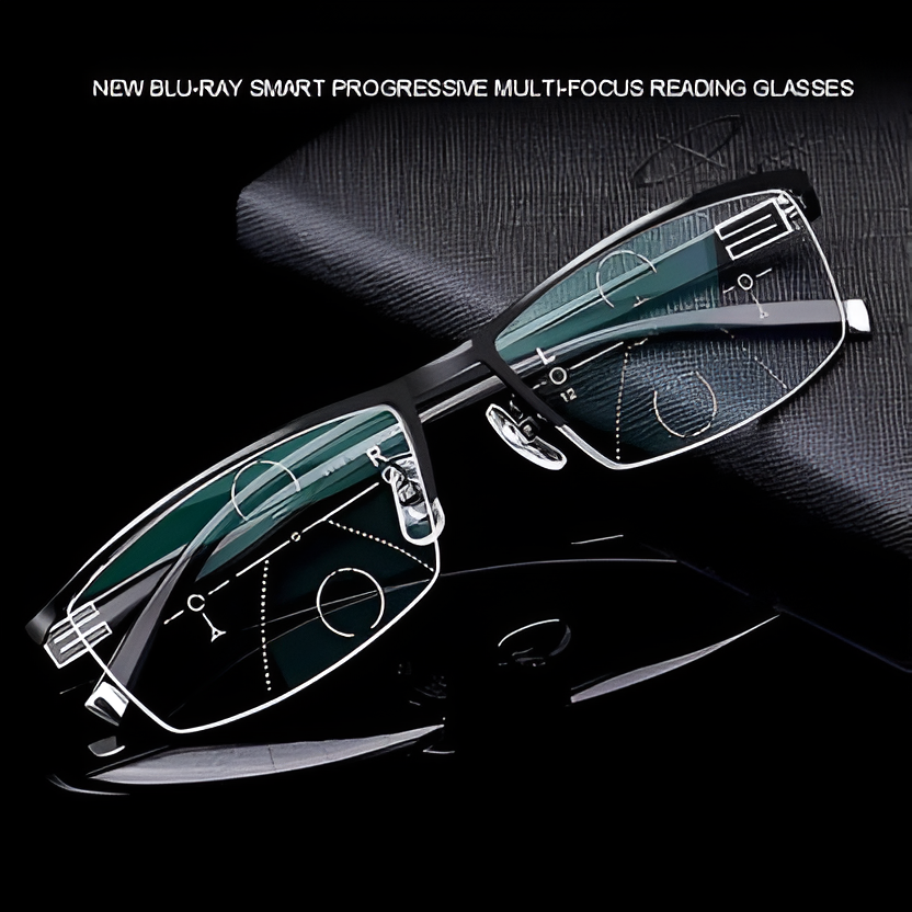 Progressive Glasses with Photochromic Tint and Anti-Reflective Coating, Lightweight Frame