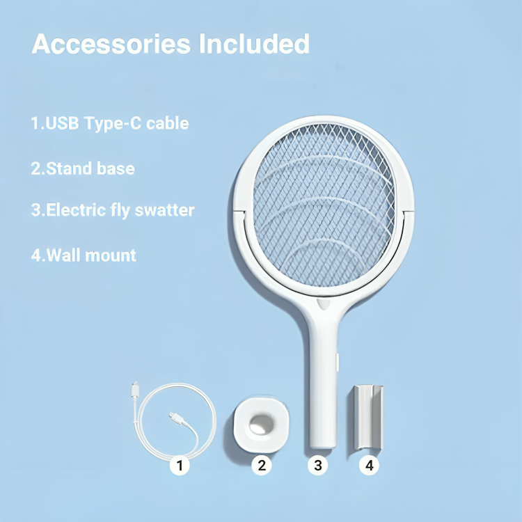 Electric Fly Swatter with Five Modes and Adjustable Head, Foldable Rechargeable