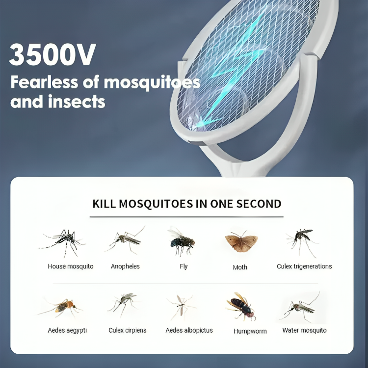Electric Fly Swatter with Five Modes and Adjustable Head, Foldable Rechargeable