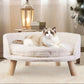 Round Raised Pet Bed with Plush Cushion and Removable Washable Cover