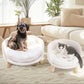 Round Raised Pet Bed with Plush Cushion and Removable Washable Cover
