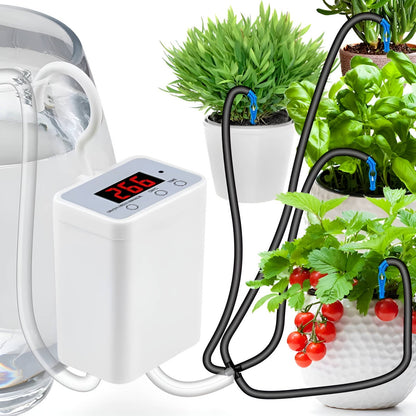 Programmable Plant Watering System with LCD Schedule Control and USB Rechargeable Battery