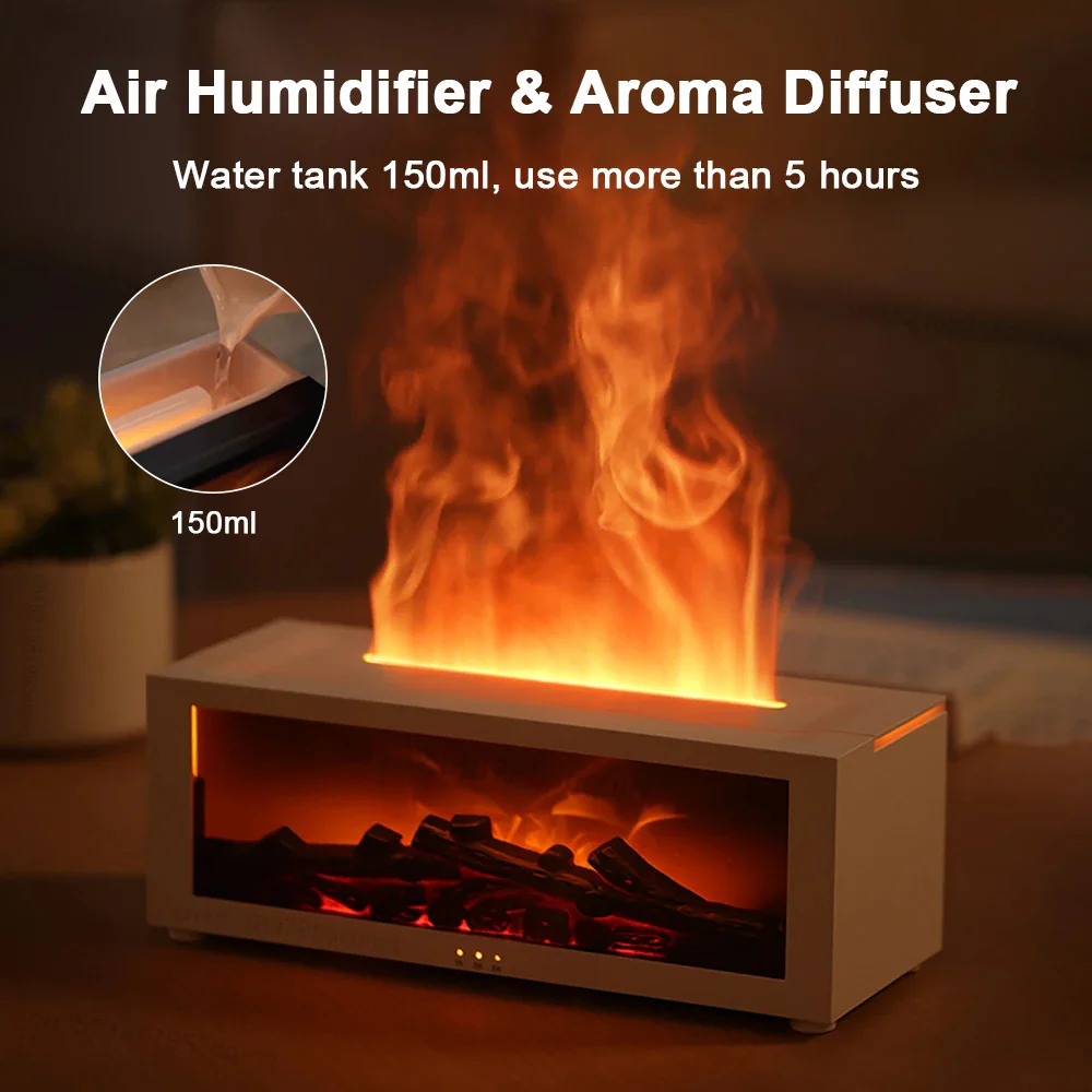 Humidifier and Air Purifier with Aromatherapy Pad, Flame-Effect RGB Light, 43.9 oz Tank