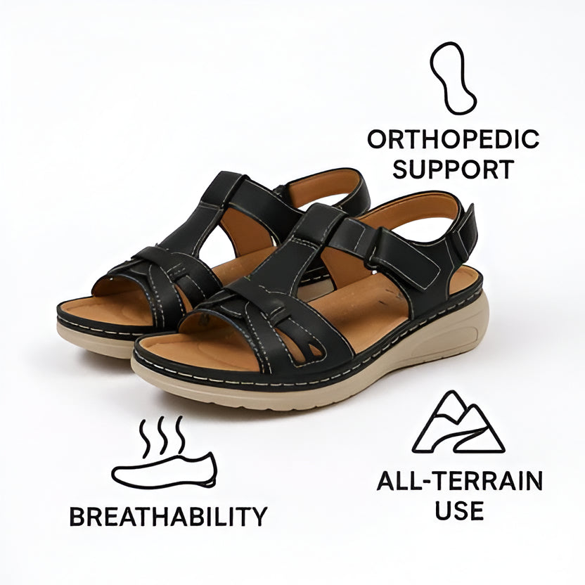 Orthopedic Sandals for Women with Contoured Insole and Adjustable Straps