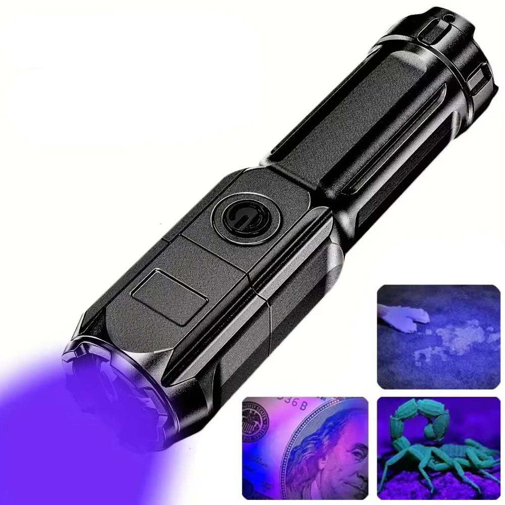 UV Pet Stain Detector Flashlight with Adjustable Zoom and Rechargeable Battery