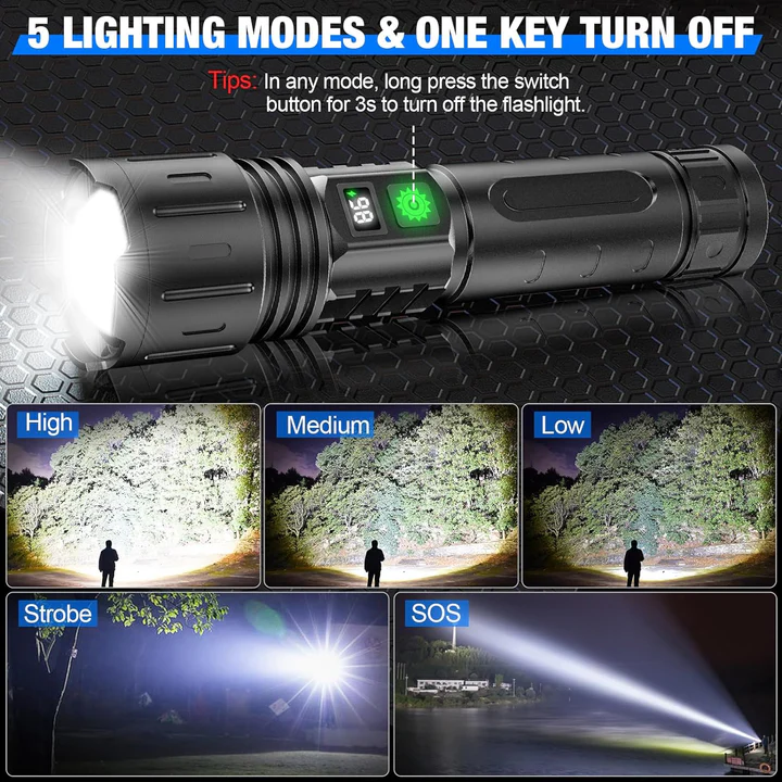 High-Output Handheld Flashlight for Outdoor and Emergency Use