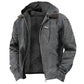 Men's Fleece Jacket with Adjustable Hood and Full-Length Zipper