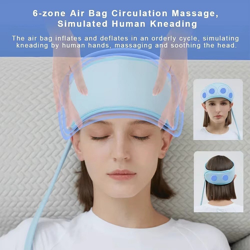 Wireless Massage Cap with Six Airbag Zones and Adjustable Heat, Multi-Area Use
