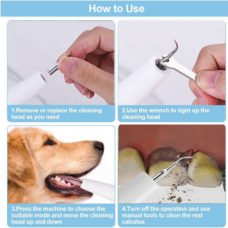 Rechargeable Dog Dental Cleaning Tool with LED Light and Gum Sensor