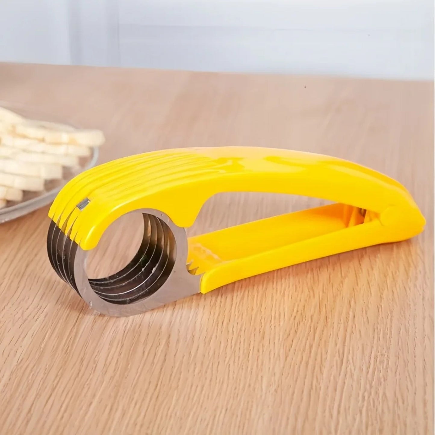 Curved Blade Banana Slicer with Angled Handle for Fruits and Vegetables