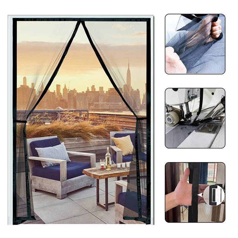 Magnetic Screen Door with Auto-Close Panels and Insect Barrier, Custom Sized