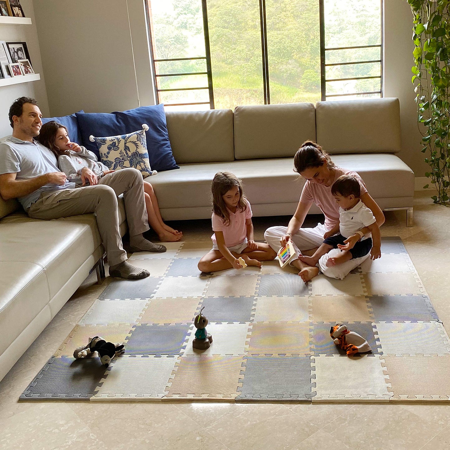 Baby Play Mat, Soft Interlocking Foam Floor Tiles, 74x74 Playpen Mat for Crawling and Development