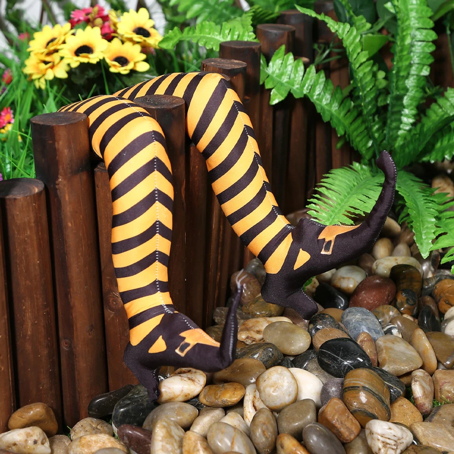 Realistic Witch Legs with Ground Stakes for Halloween Decorations