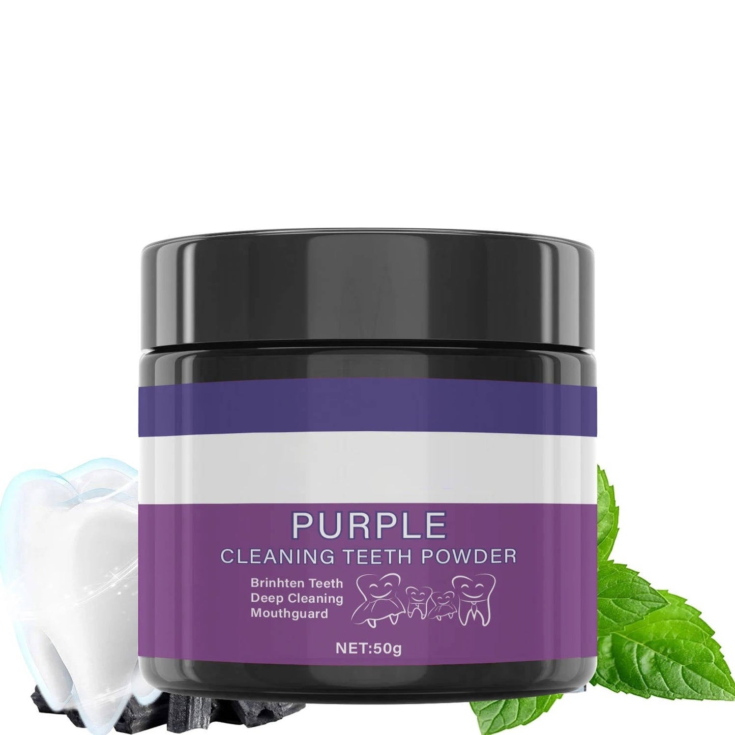 Tooth Whitening Powder with Color Correcting Purple and Baking Soda Deep Clean