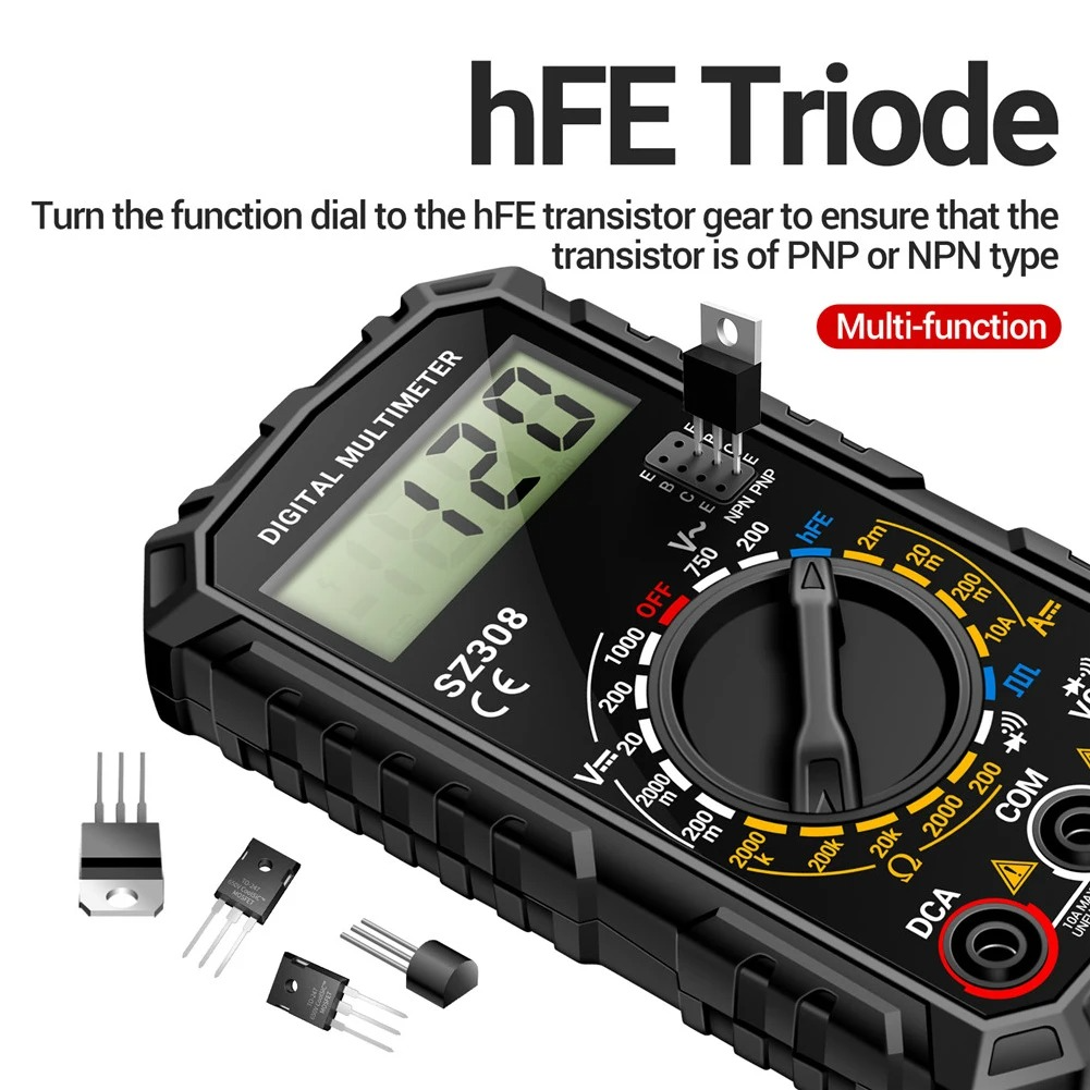 Digital Multimeter with Extended Probe Reach and Diode Testing for Electrical Systems