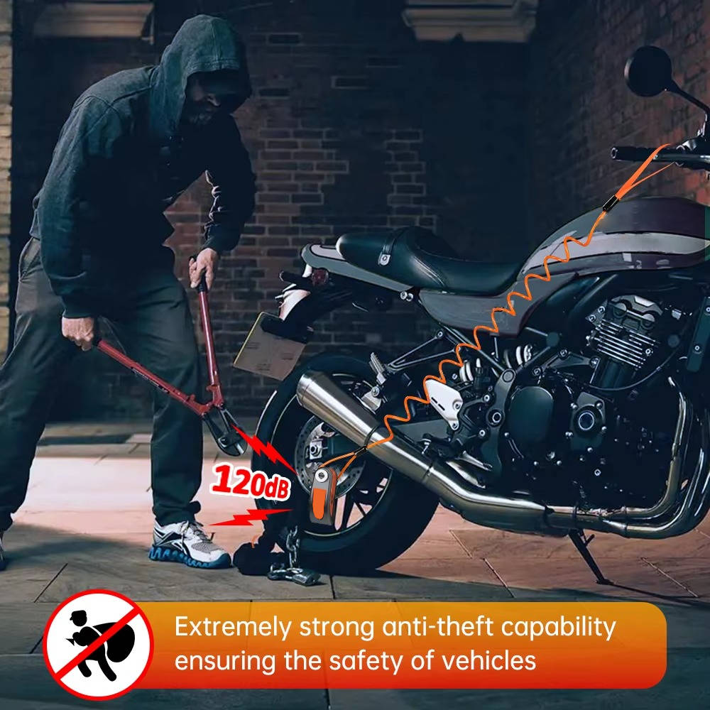 Disc Brake Lock with 120dB Motion Alarm and 6-Month Battery for Motorcycles