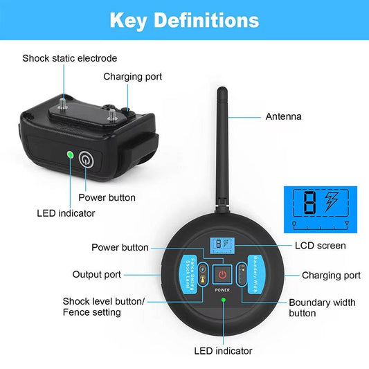 2 in 1 Wireless Dog Training Collar, Outdoor dog Containment System with Remote Control Safe Boundary