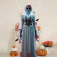 Skull Bride Halloween Hanging Decoration with Weather Resistant Fabric and Included Hooks