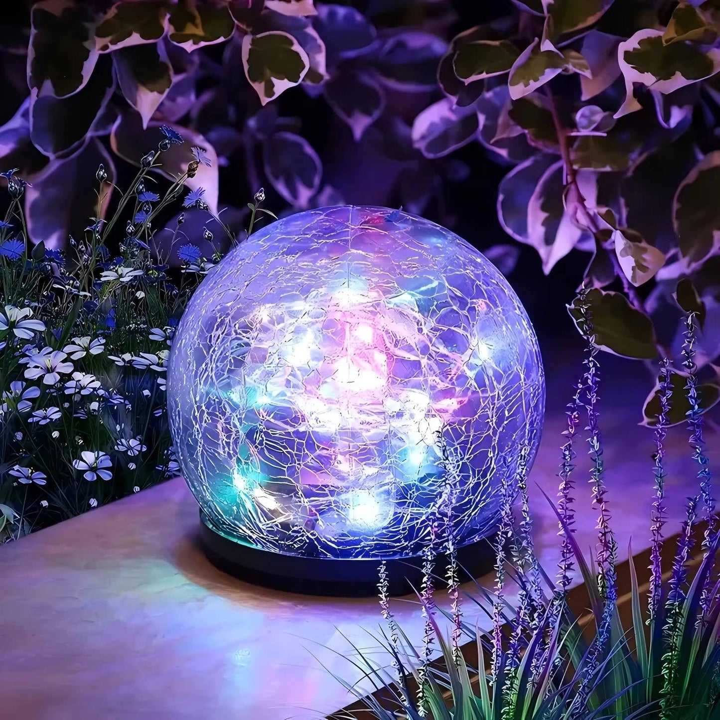 Solar Cracked Glass Globe Lights for Yard, Patio, Walkway, Driveway, Pathway, Outdoor Decorative Orbs, 2 Pack
