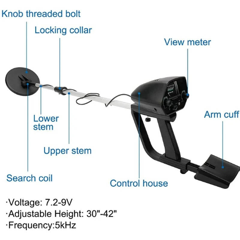Metal Detector with Waterproof Coil and Dual Detection Modes, 11.81in Depth
