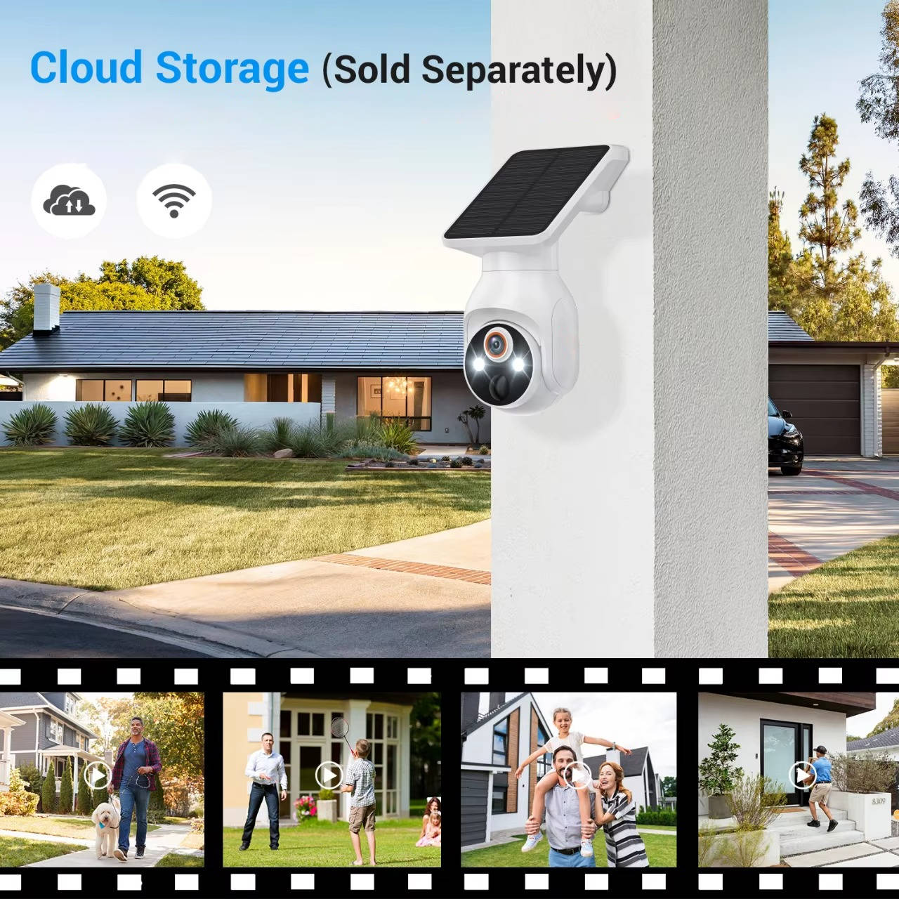 Solar Security Camera Wireless Outdoor, 2K HD Night Vision Motion Detection with Battery Powered No Wiring Easy Install