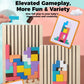 Wooden Puzzle Blocks with 42 Pieces and 10 Cards, Foldout Stand