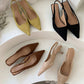 Pointed Toe Slingback Kitten Heels for Women with Microfiber Upper and Slip-On Design