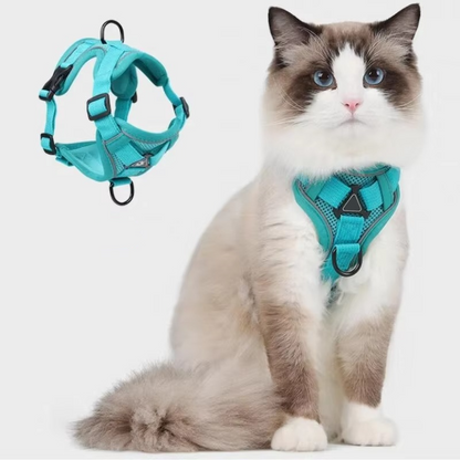 Vest Style Cat Harness with Reflective Strips and 1.5m Leash