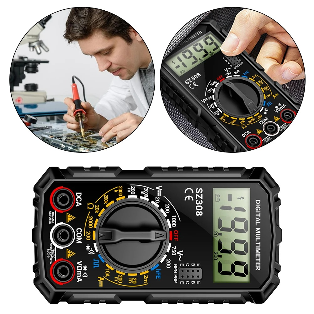 Digital Multimeter with Extended Probe Reach and Diode Testing for Electrical Systems