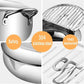 Deep Frying Pot with Splash Guard Lid and Built-in Thermometer, Wire Drain Rack