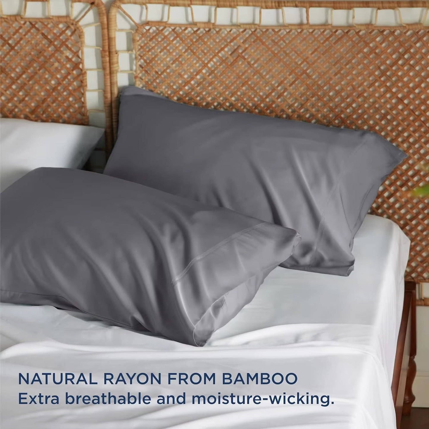 2 Pack Cooling Pillowcase, Silky Smooth Wrinkle Free Sleep Enhancer, Breathable Soft Cases for Night Sweat Relief