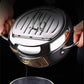 Deep Frying Pot with Splash Guard Lid and Built-in Thermometer, Wire Drain Rack
