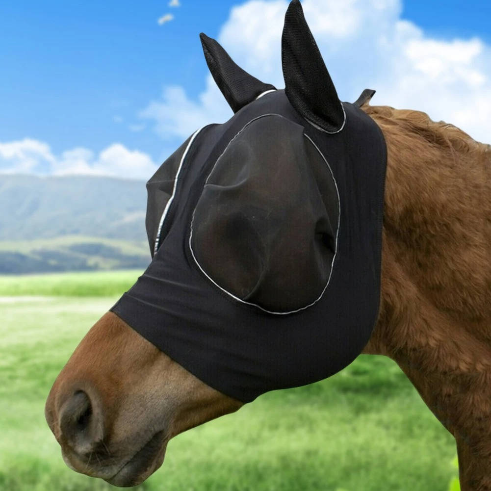 Horse Fly Mask with Stretchy Mesh and UV Protection for All Sizes