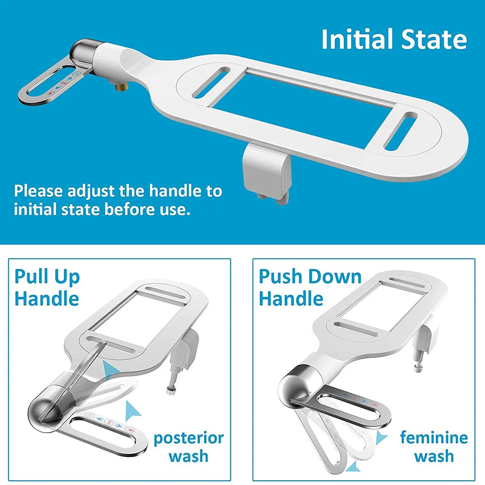 Bidet Attachment with Dual Nozzle System and Adjustable Water Pressure, 6mm Ultra-Thin