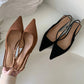 Pointed Toe Slingback Kitten Heels for Women with Microfiber Upper and Slip-On Design