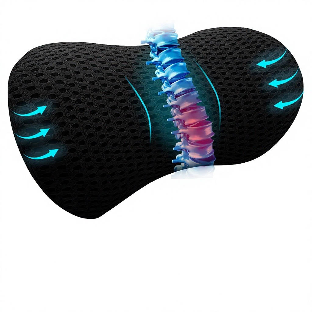 Office Chair Lumbar Support Pillow, Memory Foam Backrest Cushion for Lower Back Support