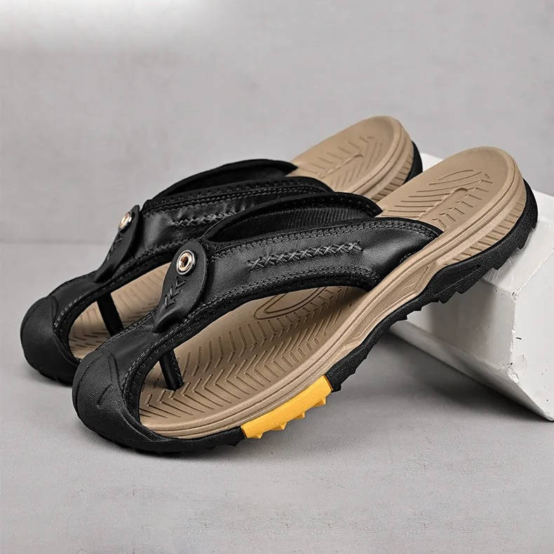 Closed Toe Flip Flops for Men with Nonslip Rubber Sole and Fast Drying Material