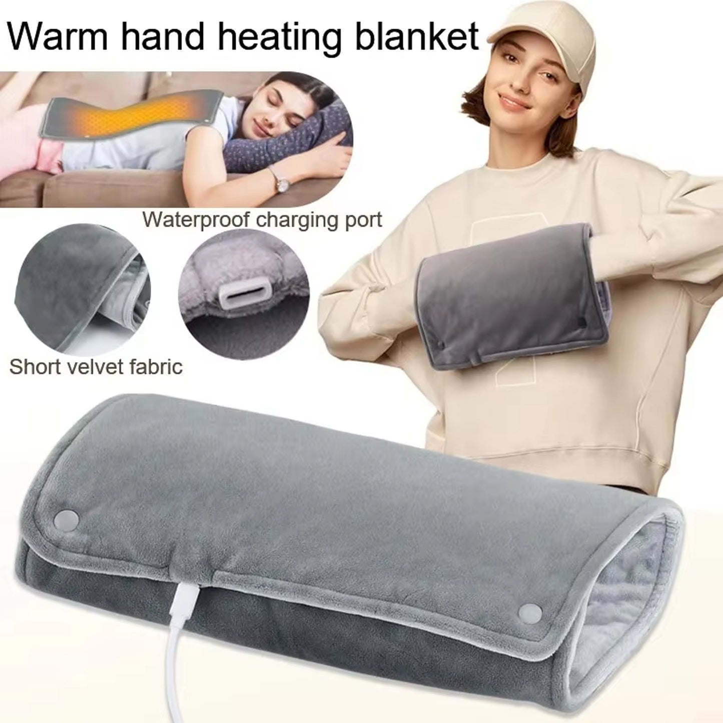 USB Heating Pad with Microplush Fabric and Machine Washable Cover for Back, Neck, Stomach